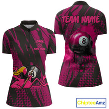 Load image into Gallery viewer, Funny Flamingo Pool Women's Billiard Team Shirts Custom Pink Grunge 8 Ball Billiard Attire NYN2363