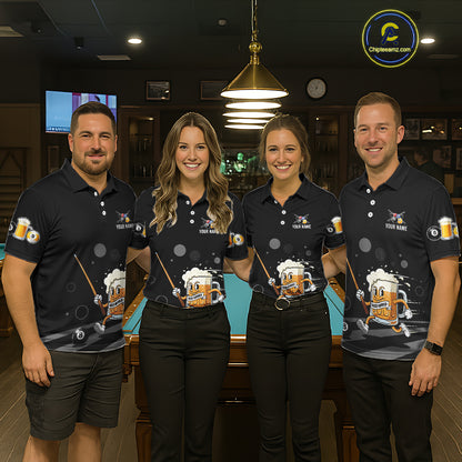 Funny Beer Play Pool 8 Ball Women's Billiard Team Shirt Custom Billiard Polo & 1/4 Zip Attire NYN2364