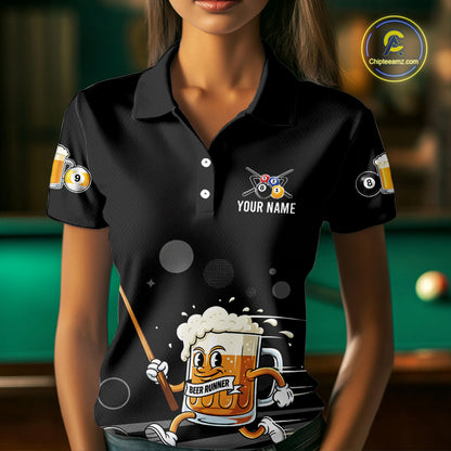 Funny Beer Play Pool 8 Ball Women's Billiard Team Shirt Custom Billiard Polo & 1/4 Zip Attire NYN2364