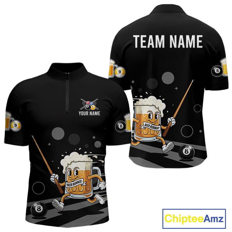 Funny Beer Play Pool 8 Ball Men's Billiard Team Shirt Custom Billiard Polo & 1/4 Zip Attire NYN2364