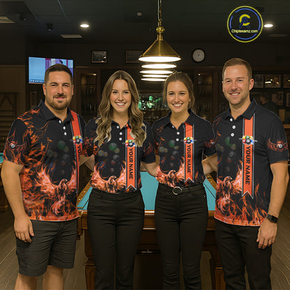 Personalized Fire Flame Pool Men's Billiard Balls Team Shirt Phoenix Billiard Attire|Yellow NYN2369