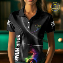 Load image into Gallery viewer, Personalized Colorful Smoke 8 Ball Women Billiard Polo &amp; 1/4 Zip Shirt Pool Billiard Apparel NYN2370