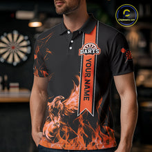 Load image into Gallery viewer, Custom Orange Ribbon Flames Phoenix Dart Shirts For Men Dart Tournament Team Jerseys NYN0069