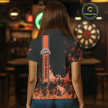 Load image into Gallery viewer, Custom Orange Ribbon Flames Phoenix Dart Shirts For Women Dart Tournament Team Jerseys NYN0069