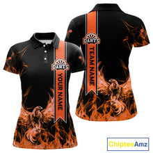 Load image into Gallery viewer, Custom Orange Ribbon Flames Phoenix Dart Shirts For Women Dart Tournament Team Jerseys NYN0069