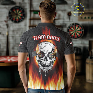 Fire Flame Custom Dartboard In Dripping Skulls Dart Shirts For Men, Dart Jerseys NYN0070