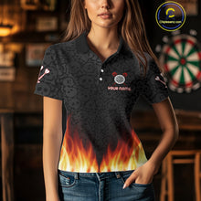 Load image into Gallery viewer, Custom White And Black Flames Skull Dartboard Dart Shirts For Women Dart Team Jerseys NYN0070