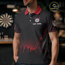 Load image into Gallery viewer, Custom Black And Red Fire Flame Dartboard Dart Shirts For Men, Dart Tournament Jerseys NYN0071