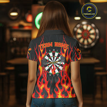 Load image into Gallery viewer, Custom Red Flames Dartboard Dart Shirts For Women Outfits Dart Team Jerseys NYN0072