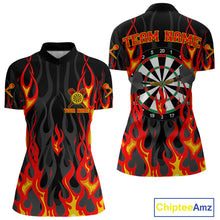 Load image into Gallery viewer, Custom Red Flames Dartboard Dart Shirts For Women Outfits Dart Team Jerseys NYN0072