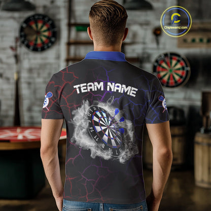 Custom Lightning And White Smoke Dartboard Dart Shirts For Men, Dart Team Jerseys NYN0074