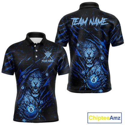 Blue Cracked 8 Ball Pool Shirts Custom Men Billiard Pool Shirts Funny Cobra Billiard Team Jerseys NYN2974