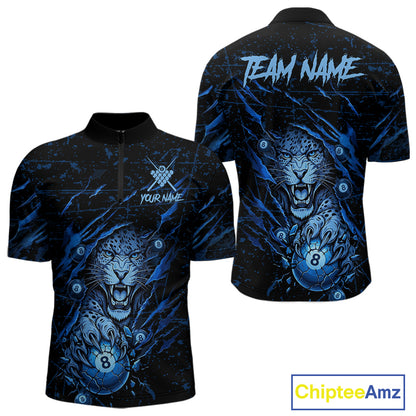 Blue Cracked 8 Ball Pool Shirts Custom Men Billiard Pool Shirts Funny Cobra Billiard Team Jerseys NYN2974