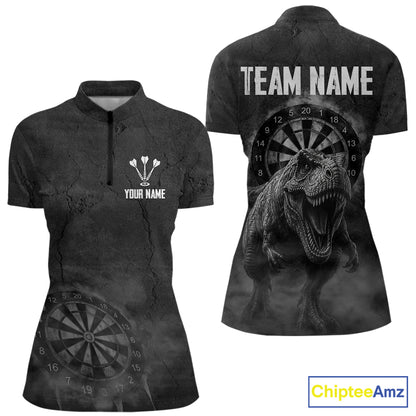 Custom Dinosaur Darts Shirt For Women With Cracked Stone, Dinosaur Grey Smoke Darts Team Jersey NYN3947