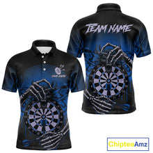 Load image into Gallery viewer, Custom Devil Skeleton Blue Dripping Dartboard Men Darts Polo Shirt Outfits Dart Jerseys NYN1856