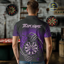 Load image into Gallery viewer, Custom Devil Skeleton Purple Dripping Dartboard Men Darts Polo Shirt Outfits Dart Jerseys NYN1857