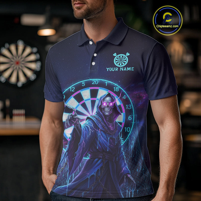 Custom Galaxy Purple Grim Reaper Dartboard Men Darts Polo Shirt Colorful Dart Jerseys NYN1865