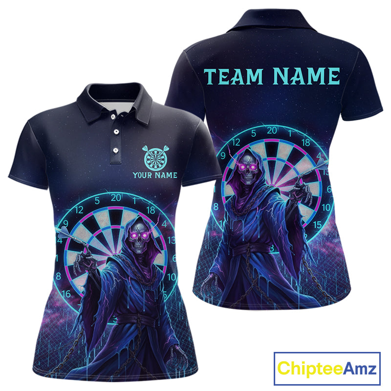 Custom Galaxy Purple Grim Reaper Dartboard Women Darts Polo Shirt Colorful Dart Jerseys NYN1865