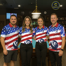 Load image into Gallery viewer, US Flag 8 Ball Pool Men Billiard Team Polo &amp; 1/4-Zip Shirt Custom Billiard Attire Jersey NYN2373
