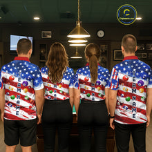 Load image into Gallery viewer, US Flag 8 Ball Pool Men Billiard Team Polo &amp; 1/4-Zip Shirt Custom Billiard Attire Jersey NYN2373
