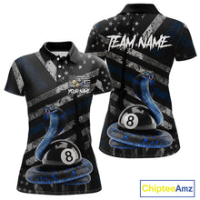 Load image into Gallery viewer, Blue Grunge Cobra 8 Ball Pool Women Billiard Polo &amp; 1/4-Zip Shirt Custom Billiard Attire Jersey NYN2374