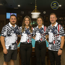 Load image into Gallery viewer, US Flag 8 Ball Women Billiard Team Shirt Custom Patriotic Pool Polo &amp; 1/4-Zip Billiard Attire NYN2378