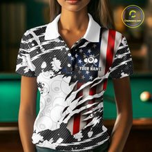 Load image into Gallery viewer, US Flag 8 Ball Women Billiard Team Shirt Custom Patriotic Pool Polo &amp; 1/4-Zip Billiard Attire NYN2378