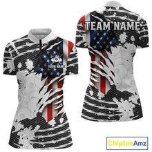 Load image into Gallery viewer, US Flag 8 Ball Women Billiard Team Shirt Custom Patriotic Pool Polo &amp; 1/4-Zip Billiard Attire NYN2378