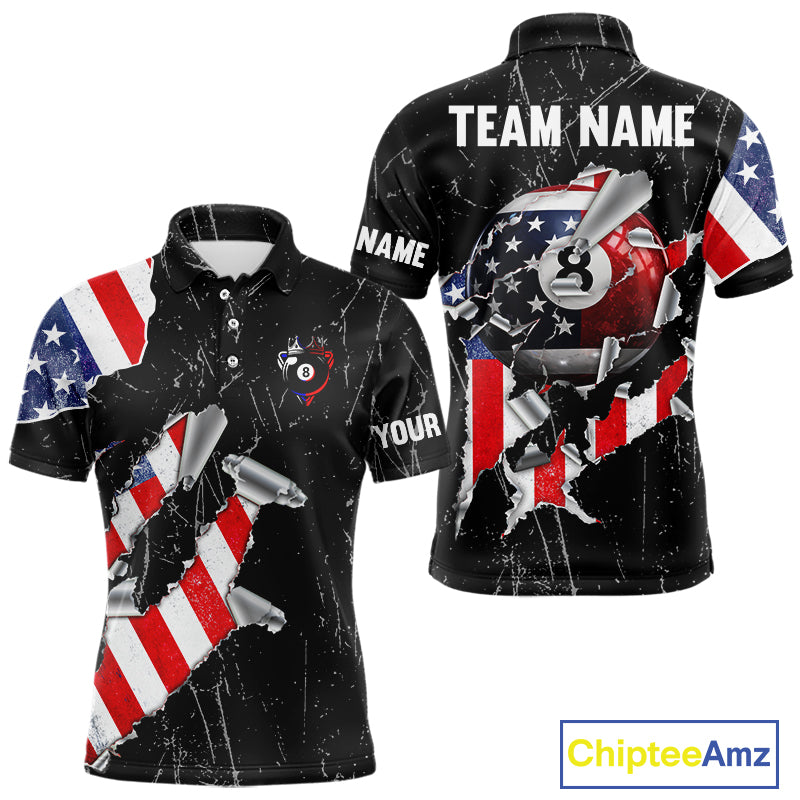 Black Stars 8 Ball Pool Men Billiard Team Shirt Personalized Polo & 1/4-Zip Billiard Gifts NYN2381