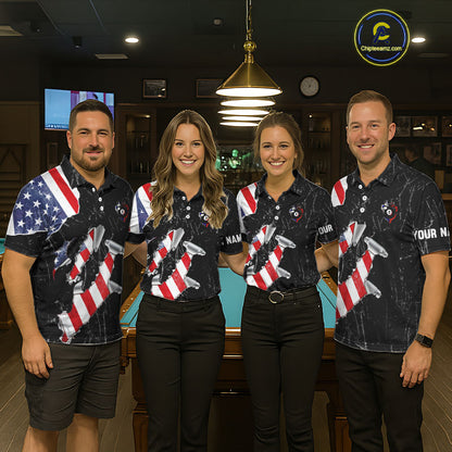 Black Stars 8 Ball Pool Men Billiard Team Shirt Personalized Polo & 1/4-Zip Billiard Gifts NYN2381