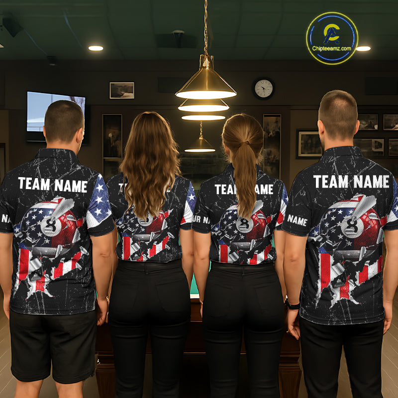 Black Stars 8 Ball Pool Men Billiard Team Shirt Personalized Polo & 1/4-Zip Billiard Gifts NYN2381