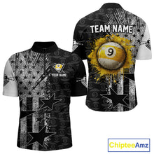 Load image into Gallery viewer, US Flag Grunge 9 Ball Pool Men Billiard Team Shirt Personalized Polo &amp; 1/4-Zip Billiard Gifts NYN2380