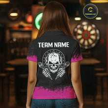 Load image into Gallery viewer, Custom Black And Pink Skull Grunge Dart Shirts For Women Outfits Dart Team Jerseys NYN0078