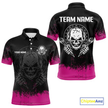 Load image into Gallery viewer, Custom Black And Pink Skull Grunge Dart Shirts For Men Outfits Dart Team Jerseys NYN0078