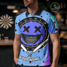 Load image into Gallery viewer, Smile Face Dartboard Custom Funny Blue Dart Shirts For Men, Dart Team Jerseys NYN0084