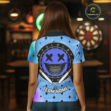 Load image into Gallery viewer, Smile Face Dartboard Custom Funny Blue Dart Shirts For Women, Dart Team Jerseys NYN0084