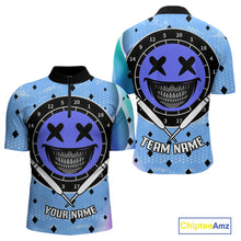 Load image into Gallery viewer, Smile Face Dartboard Custom Funny Blue Dart Shirts For Men, Dart Team Jerseys NYN0084