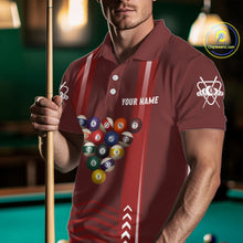 Load image into Gallery viewer, Personalized Red Ball Billiard  Polo &amp; 1/4 Zip Shirt For Men Custom Pool Team Shirt Billiard Jersey NYN2981