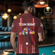 Load image into Gallery viewer, Personalized Red Ball Billiard  Polo &amp; 1/4 Zip Shirt For Men Custom Pool Team Shirt Billiard Jersey NYN2981