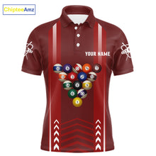 Load image into Gallery viewer, Personalized Red Ball Billiard  Polo &amp; 1/4 Zip Shirt For Men Custom Pool Team Shirt Billiard Jersey NYN2981