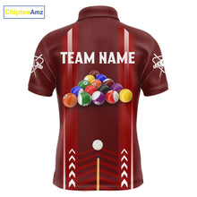 Load image into Gallery viewer, Personalized Red Ball Billiard  Polo &amp; 1/4 Zip Shirt For Men Custom Pool Team Shirt Billiard Jersey NYN2981
