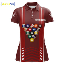 Load image into Gallery viewer, Personalized Red Ball Billiard  Polo &amp; 1/4 Zip Shirt For Women Custom Pool Team Shirt Billiard Jersey NYN2981