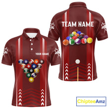 Load image into Gallery viewer, Personalized Red Ball Billiard  Polo &amp; 1/4 Zip Shirt For Men Custom Pool Team Shirt Billiard Jersey NYN2981