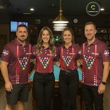 Load image into Gallery viewer, Personalized Red Ball Billiard  Polo &amp; 1/4 Zip Shirt For Men Custom Pool Team Shirt Billiard Jersey NYN2981