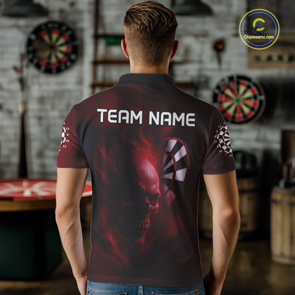 Custom Red Smokes Skull Dartboard Dart Men Polo Shirt Outfits Dart Jerseys NYN1566