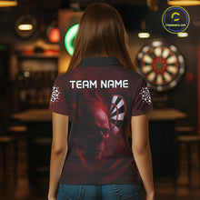 Load image into Gallery viewer, Custom Red Smokes Skull Dartboard Dart Women Polo Shirt Outfits Dart Jerseys NYN1566