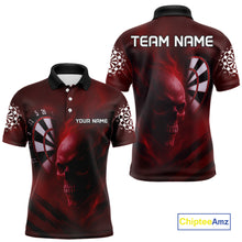 Load image into Gallery viewer, Custom Red Smokes Skull Dartboard Dart Men Polo Shirt Outfits Dart Jerseys NYN1566