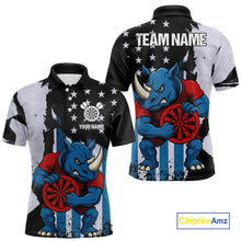 Load image into Gallery viewer, Custom Blue Red Rhino Dartboard Funny Dart Men Polo Shirt US Flag Dart Jerseys NYN1568