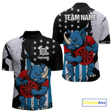 Load image into Gallery viewer, Custom Blue Red Rhino Dartboard Funny Dart Men 1/4-Zip Shirt US Flag Dart Jerseys NYN1568