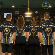 Load image into Gallery viewer, Black &amp; Gold 8 Ball Pool Crown Men Billiard Team Shirt Custom Billiards Balls &amp; Cue Gifts NYN2394